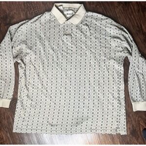 Robert Stock Retro Geometric Polo Shirt XL 90s Style Dadcore Golf